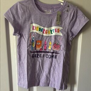 The Children's Place Purple Short Sleeve Tee with Cartoon Graphic